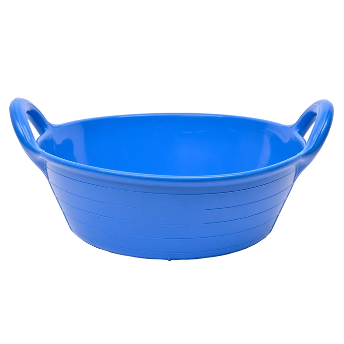 Red Gorilla Plas S1 small feed skip, 11 litres, in blue, shallow round bowl with moulded side handles