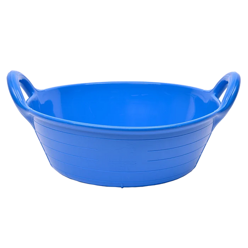 Red Gorilla Plas S1 small feed skip, 11 litres, in blue, shallow round bowl with moulded side handles