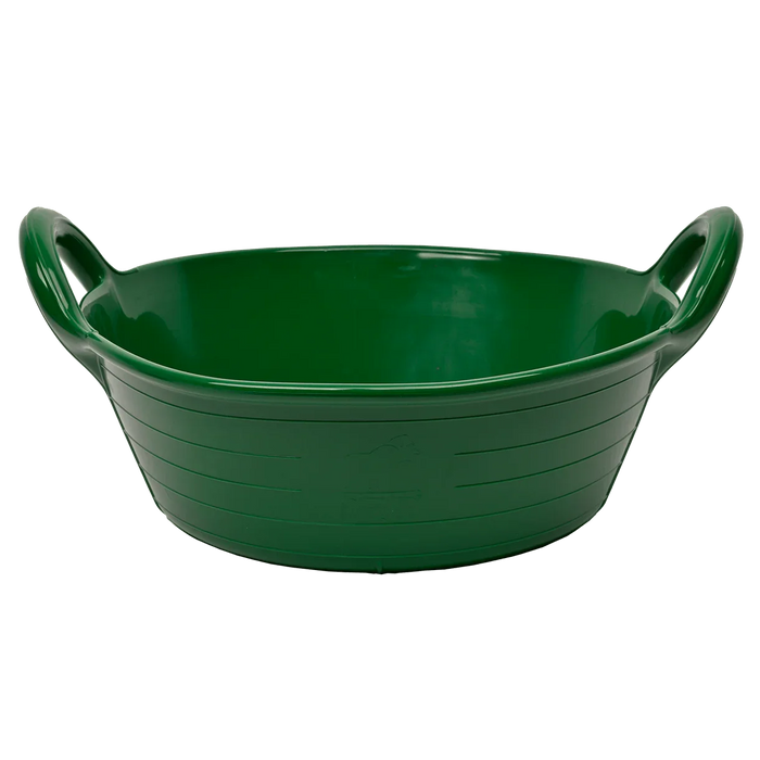 Red Gorilla Plas S1 small feed skip, 11 litres, in green, shallow round bowl with moulded side handles