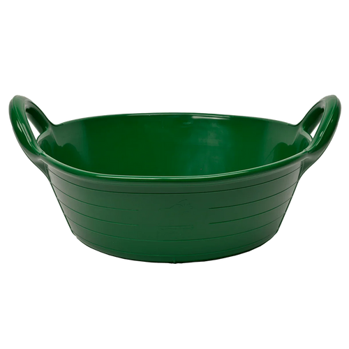 Red Gorilla Plas S1 small feed skip, 11 litres, in green, shallow round bowl with moulded side handles