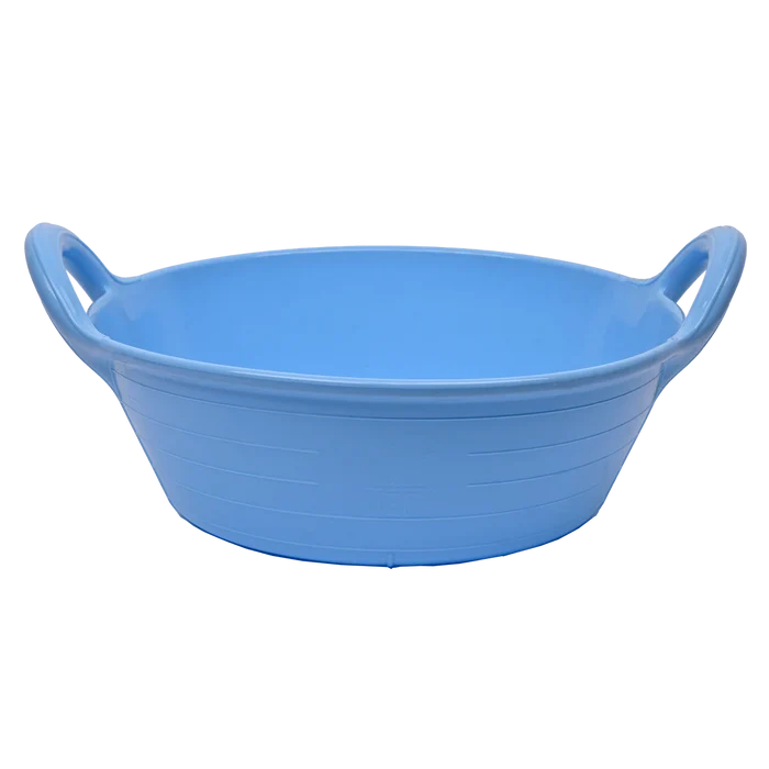 Red Gorilla Plas S1 small feed skip, 11 litres, in light blue, shallow round bowl with moulded side handles