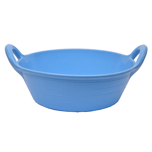 Red Gorilla Plas S1 small feed skip, 11 litres, in light blue, shallow round bowl with moulded side handles