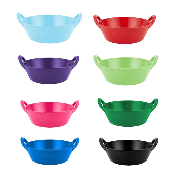Red Gorilla Plas S1 feed skip seen from above, showing the wide 40cm bowl and the moulded rim handles