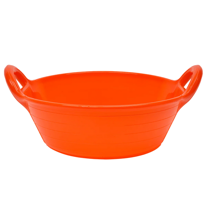 Red Gorilla Plas S1 small feed skip, 11 litres, in bright orange, shallow round bowl with moulded side handles