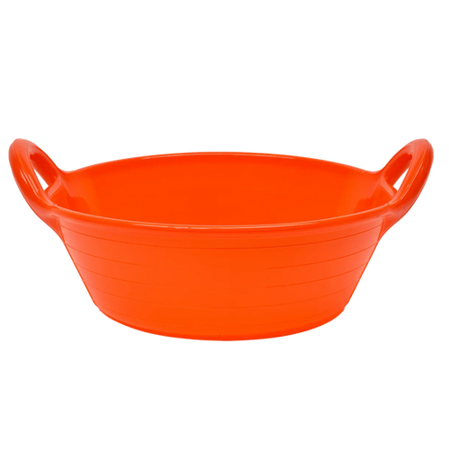 Red Gorilla Plas S1 small feed skip, 11 litres, in bright orange, shallow round bowl with moulded side handles