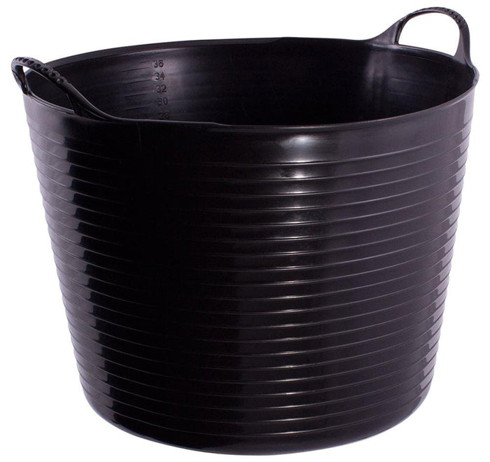 Red Gorilla Gorilla Tub Large 38L in black, flexible plastic tub with two reinforced golf-ball handles
