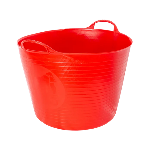 Red Gorilla Gorilla Tub Large 38L in red, flexible plastic tub with two reinforced golf-ball handles