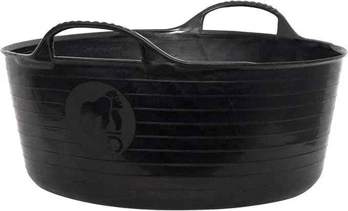 Red Gorilla Gorilla Tub Small Shallow, 15 litres in black, a shallow wide tub with two golf-ball handles