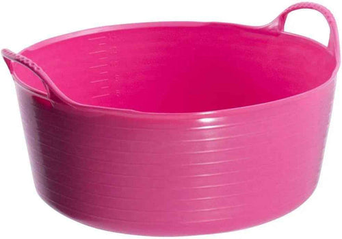 Red Gorilla Gorilla Tub Small Shallow 15L in pink, low wide flexible tub with two golf-ball grip handles