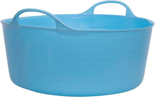 Red Gorilla Gorilla Tub Small Shallow 15L in sky blue, low wide tub with ribbed sides and golf-ball handles