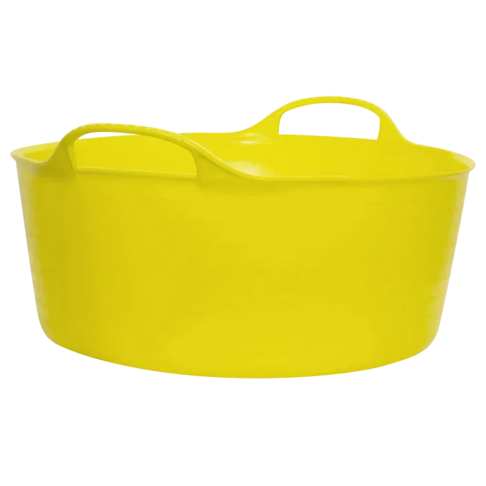 Red Gorilla Gorilla Tub Small Shallow, 15 litres in yellow, a low wide tub with two golf-ball handles