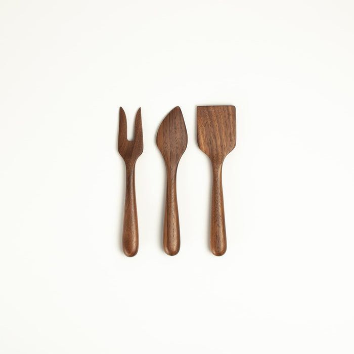6.5" Walnut Wood Cheese Set - Handmade Serving Utensils