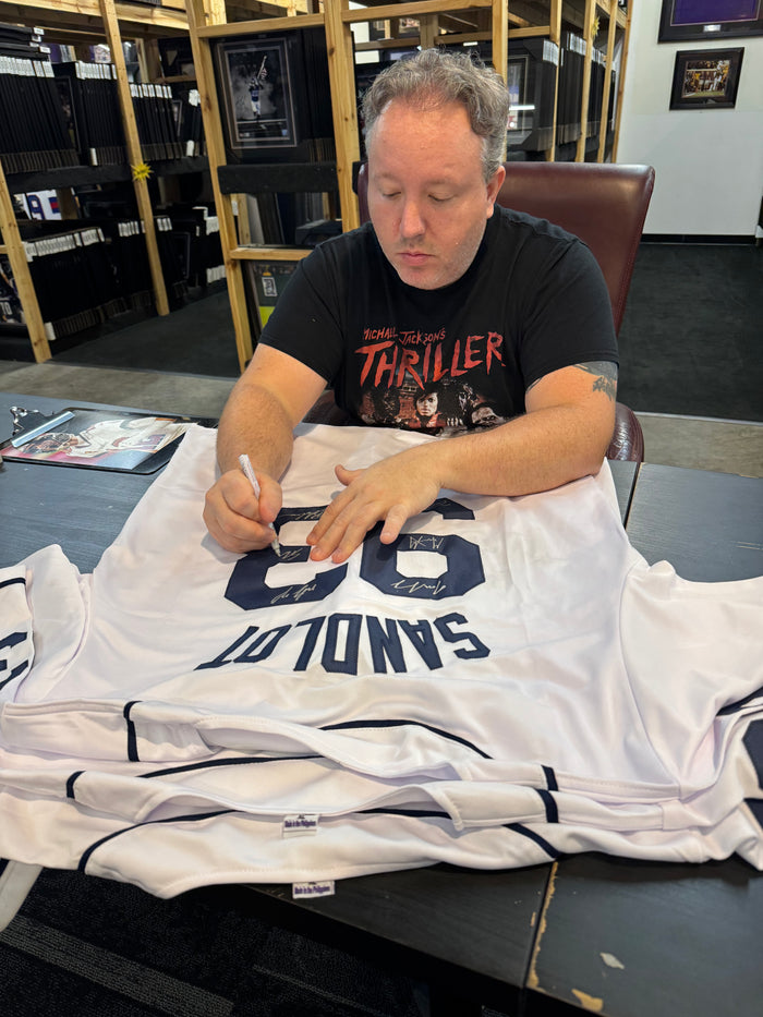 The Sandlot Cast Signed White Player Baseball Jersey
