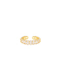 Adjustable Pave Ring: Gold Plated-Clear