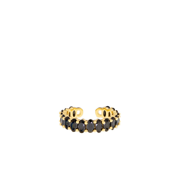 Adjustable Pave Ring: Gold Plated-Clear