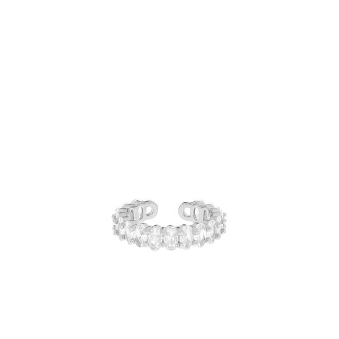 Adjustable Pave Ring: Sterling Silver-Clear
