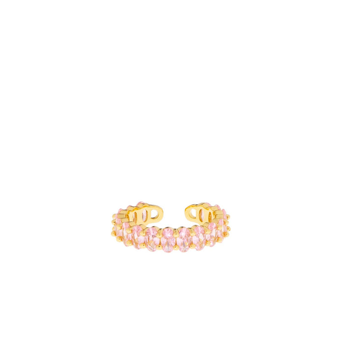 Adjustable Pave Ring: Sterling Silver-Clear