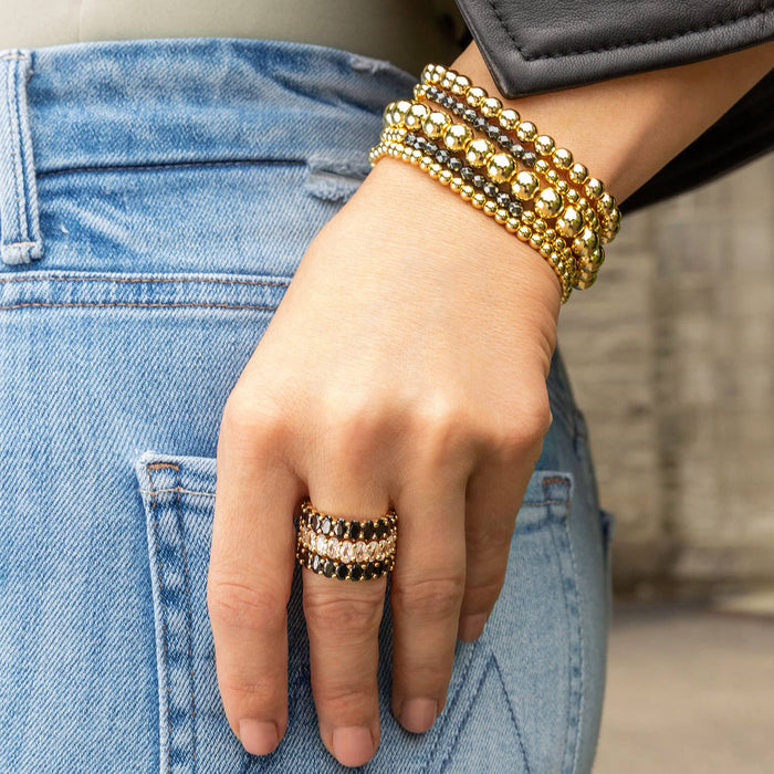 Adjustable Pave Ring: Sterling Silver-Clear