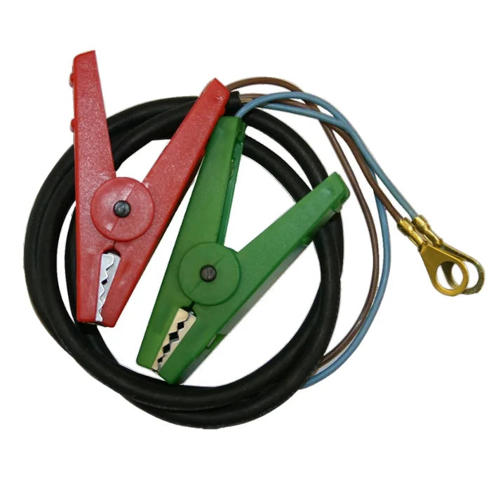 Agrifence 9–12V electric fence battery leads, pair of insulated cables fitted with red and black crocodile clips