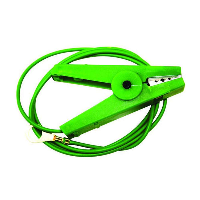 Agrifence earth lead with green crocodile clip for connecting an electric fence energiser to an earth rod