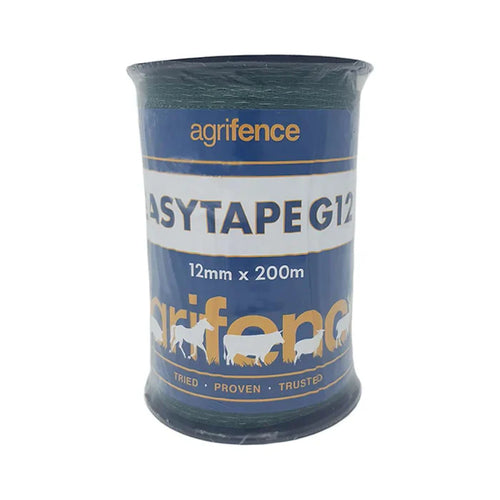 Agrifence Easytape green 12mm electric fence tape on a 200m reel, discreet poly mesh tape for paddock lines