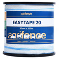 Agrifence Easytape white 20mm electric fence tape on a 200m reel, wide poly mesh tape for horse paddocks
