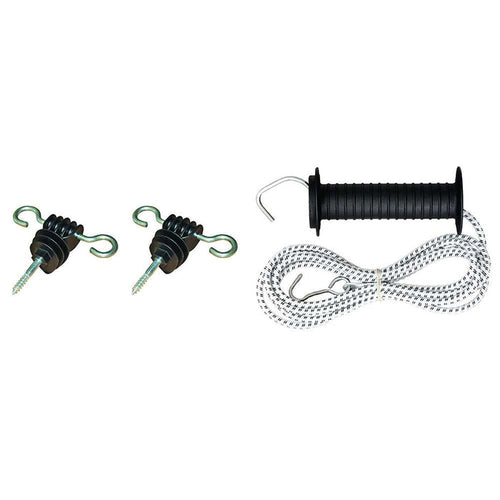 Agrifence elastic rope gate set, elasticated electric fence rope with insulated handle and gate anchor insulators