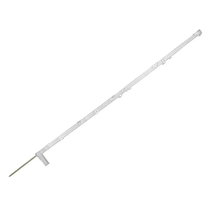 Agrifence Megapost electric fence post in white, 140cm, showing the moulded clip positions down the shaft
