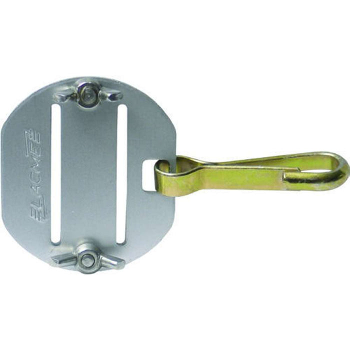 Agrifence premium tape end clip in aluminium, clamping electric fence tape up to 40mm to a gate handle
