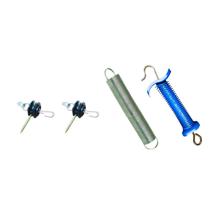 Agrifence spring gate kit with Super handle, galvanised gate spring and two screw-in gate anchors