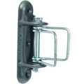 Agrifence tape end and corner tensioner, screw-on insulator with swinging buckles for electric fence tape