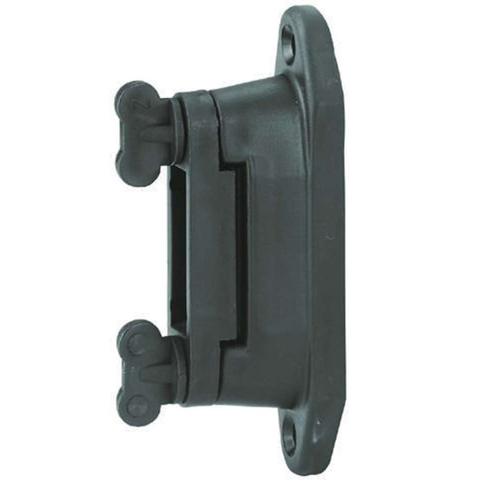 Agrifence Tapelock insulator and tensioner with carbon fibre conductive pads for electric fence tape