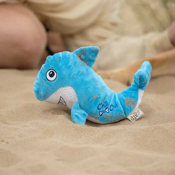 Second view of the All For Paws Chill Out shark soaker toy for dogs