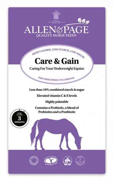 Allen & Page Care & Gain 20kg bag of high-calorie low-starch horse feed