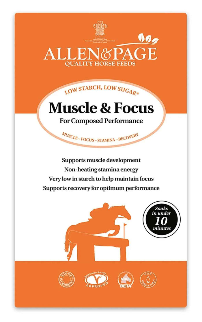 Allen & Page Muscle & Focus 20kg bag of conditioning feed free from alfalfa, soya and molasses