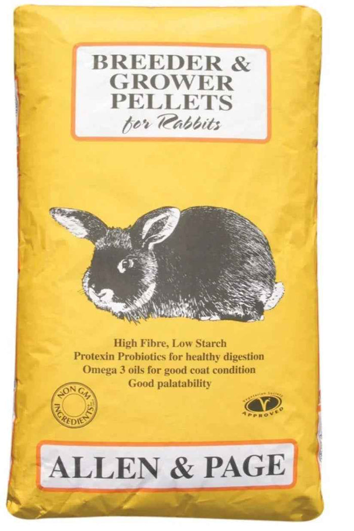Allen & Page Rabbit Breeder Grower Pellets 20kg, a complete feed for growing and breeding rabbits