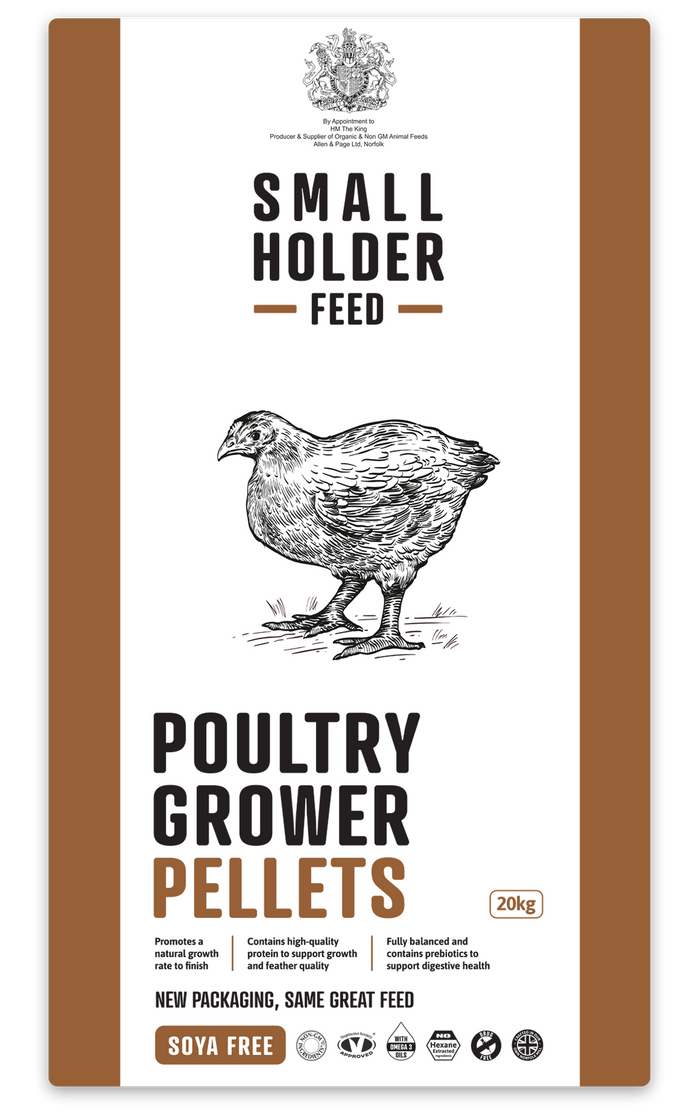 Allen & Page Small Holder Range Poultry Grower Pellets, 20kg sack of non-GM grower feed