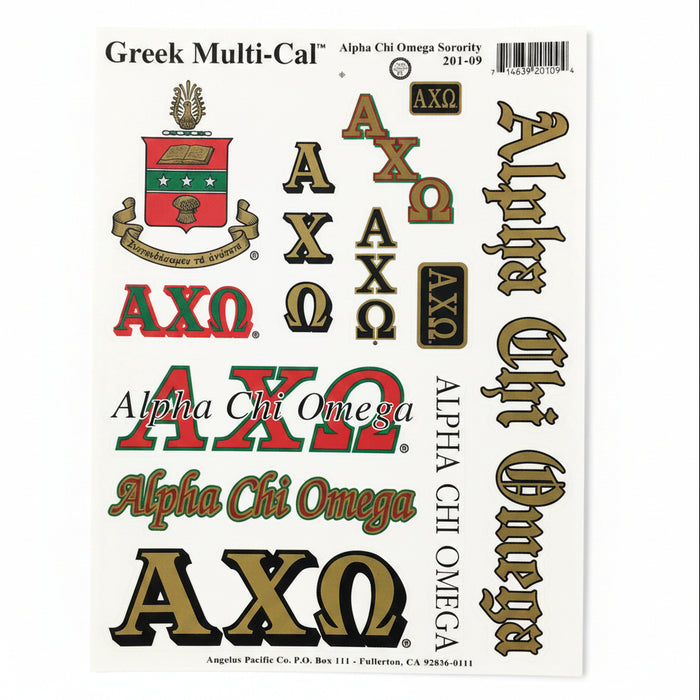 Alpha Chi Omega Decal Page - Discontinued