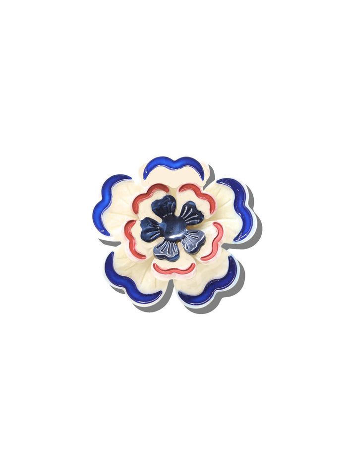 Americana Flower Claw Clip Navy