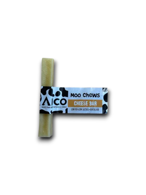 Anco Moo Chew Medium, a hard pressed cow milk dog chew bar, shown in its Anco packaging