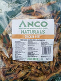 Loose air-dried chicken feet from Anco, pale and crisp with the claws left on