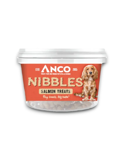Anco Nibbles Salmon resealable 300g tub of soft training treats for dogs