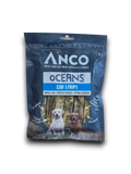 Anco Oceans Cod Strips 85g bag of flat air-dried cod skin treats for dogs