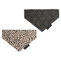 Ancol SOHO dog bandana set, pale pink Dalmatian print and black zigzag, two per pack in recycled fabric