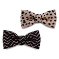 Ancol SOHO dog bow tie set, one pale pink Dalmatian print and one black zigzag, recycled fabric