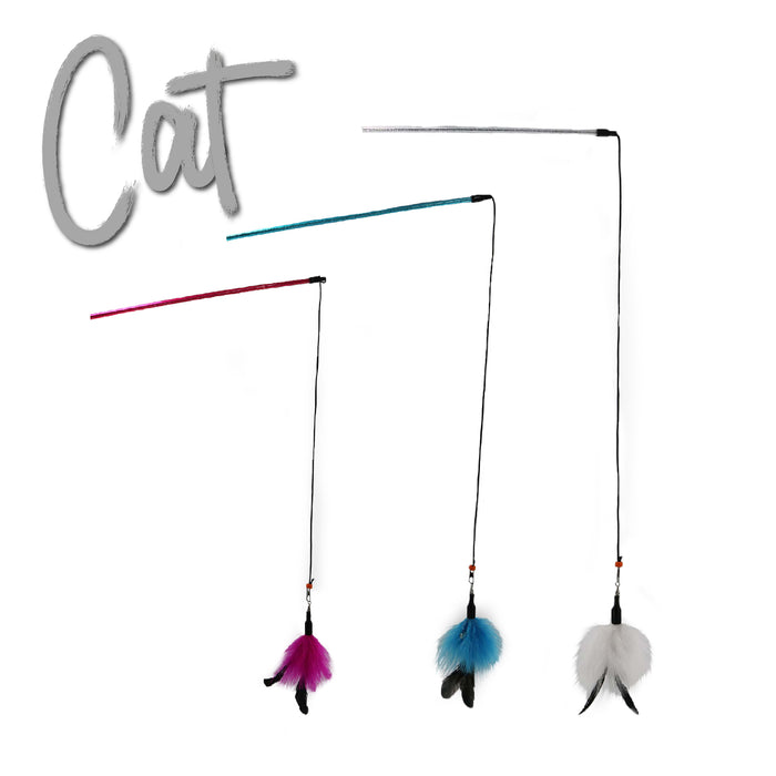 Ancol feather and bell cat dangler wand, 109cm reach with a feathered lure and bell