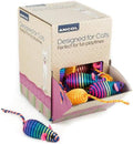 Ancol fluffy fish and lacey mice cat toys in assorted colours, small multi-textured prey shapes