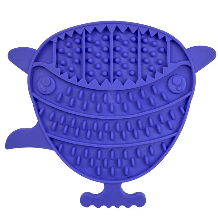 Ancol Orva puffer fish lick mat, 21cm textured slow-feeding mat with suction cups on the back