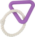 Ancol Playtime Natural Ropey Triangle in purple, 26cm recycled cotton rope with natural rubber sections