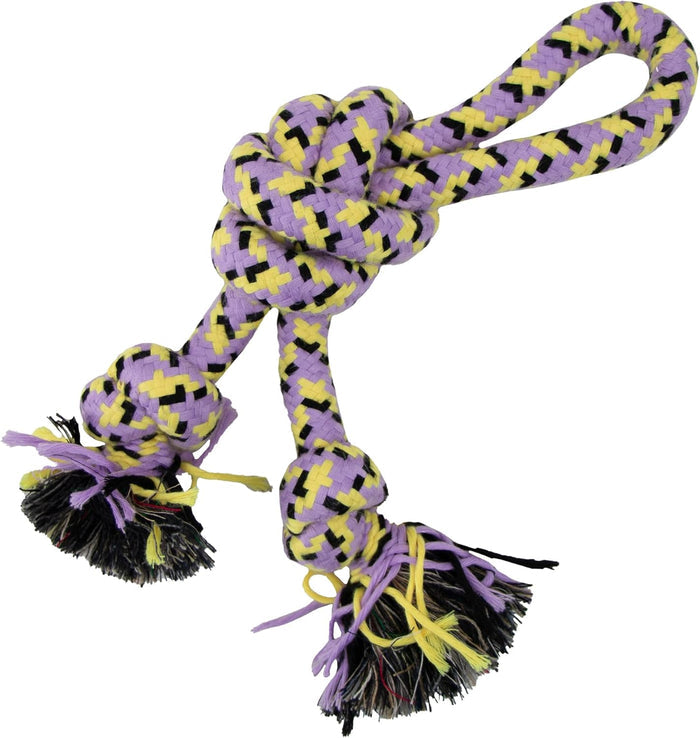 Ancol Playtime Ropey Knot, 30cm knotted recycled cotton rope with natural rubber sections